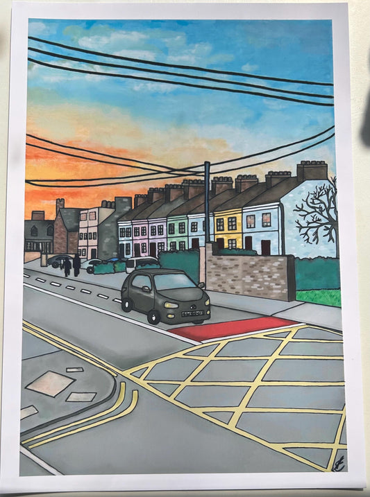 sunset in cork city art print