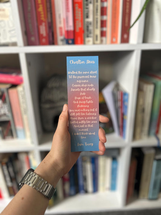 chorlton skies poem bookmark original art