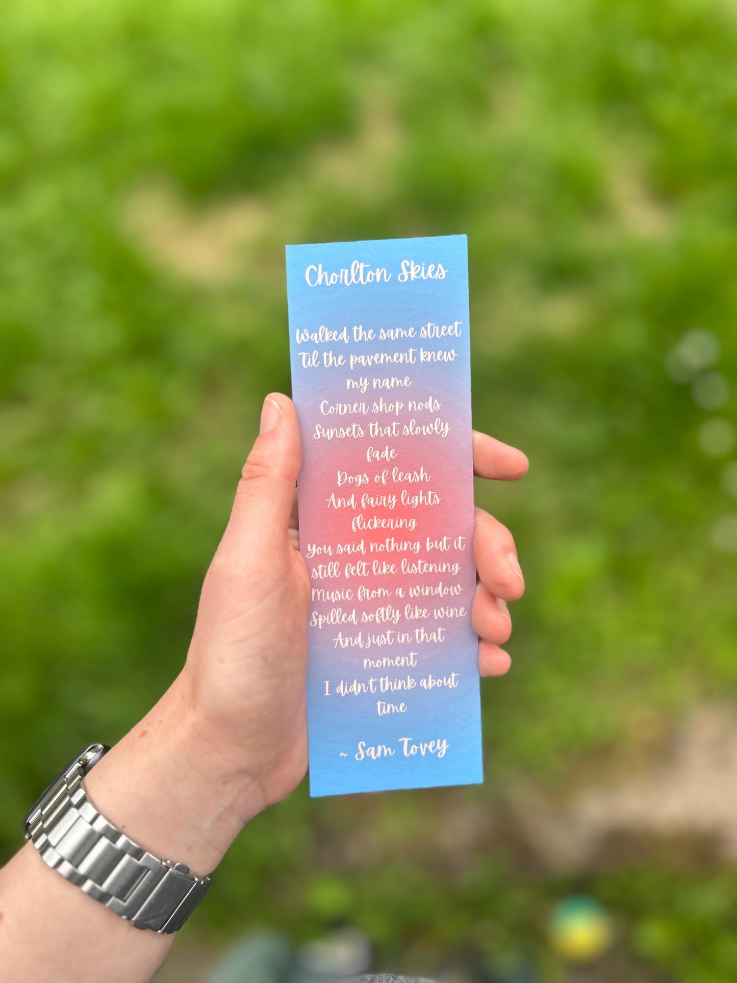 chorlton skies poem bookmark original art
