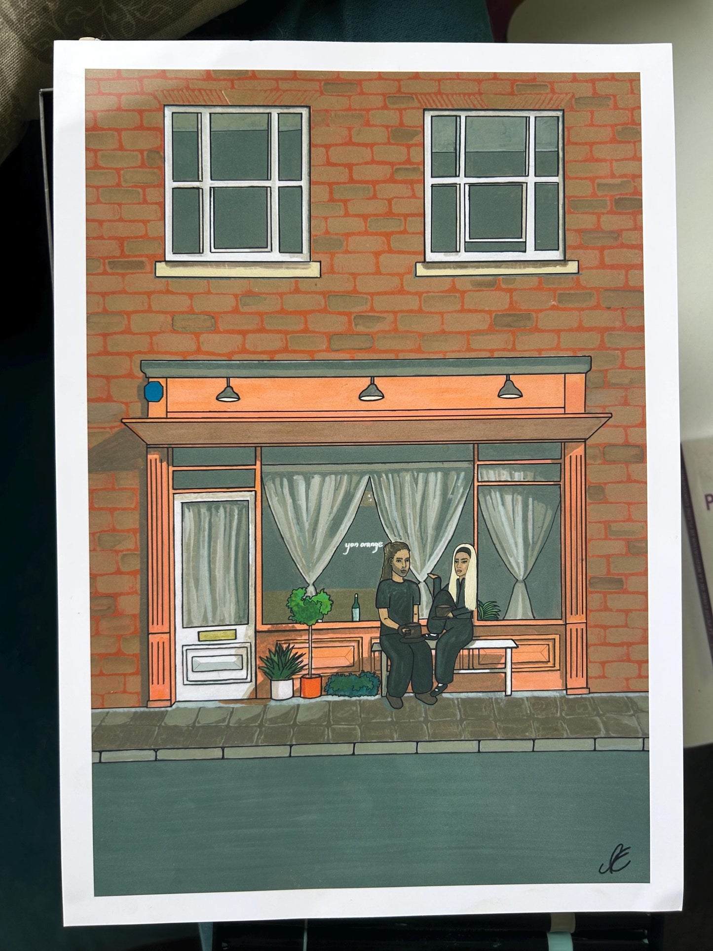 yon orange stockport cafe original art print