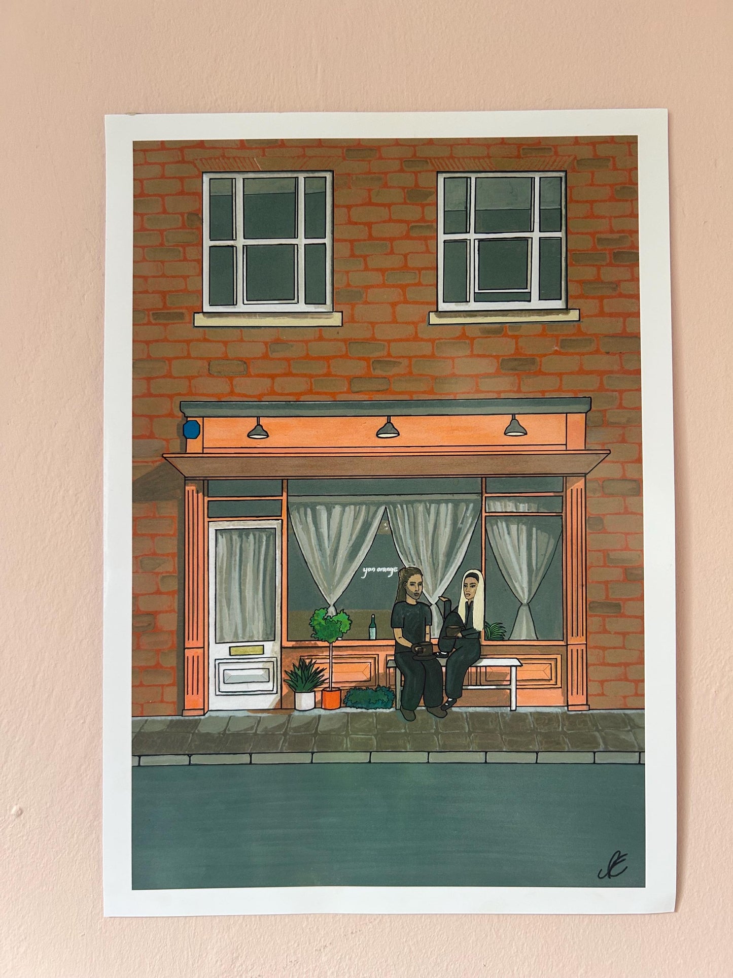 yon orange stockport cafe original art print