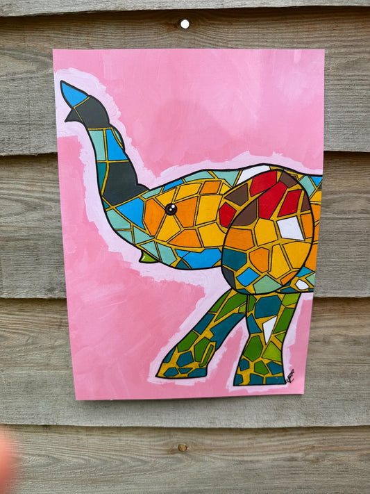 colourful elephant original art print a4