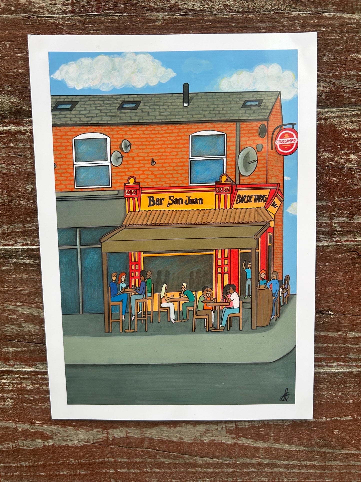 bar san juan chorlton original art print a4